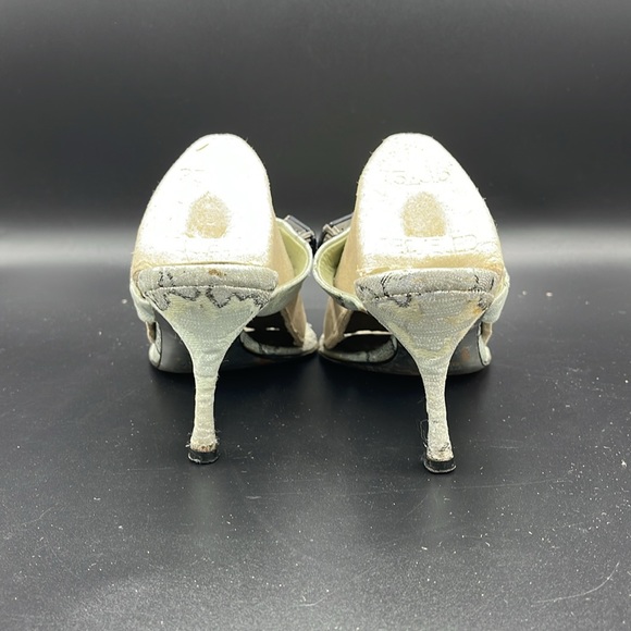 PRADA Sz 36.5 EU/ 6 US Silver & Green Kitten Heels - Picture 7 of 14